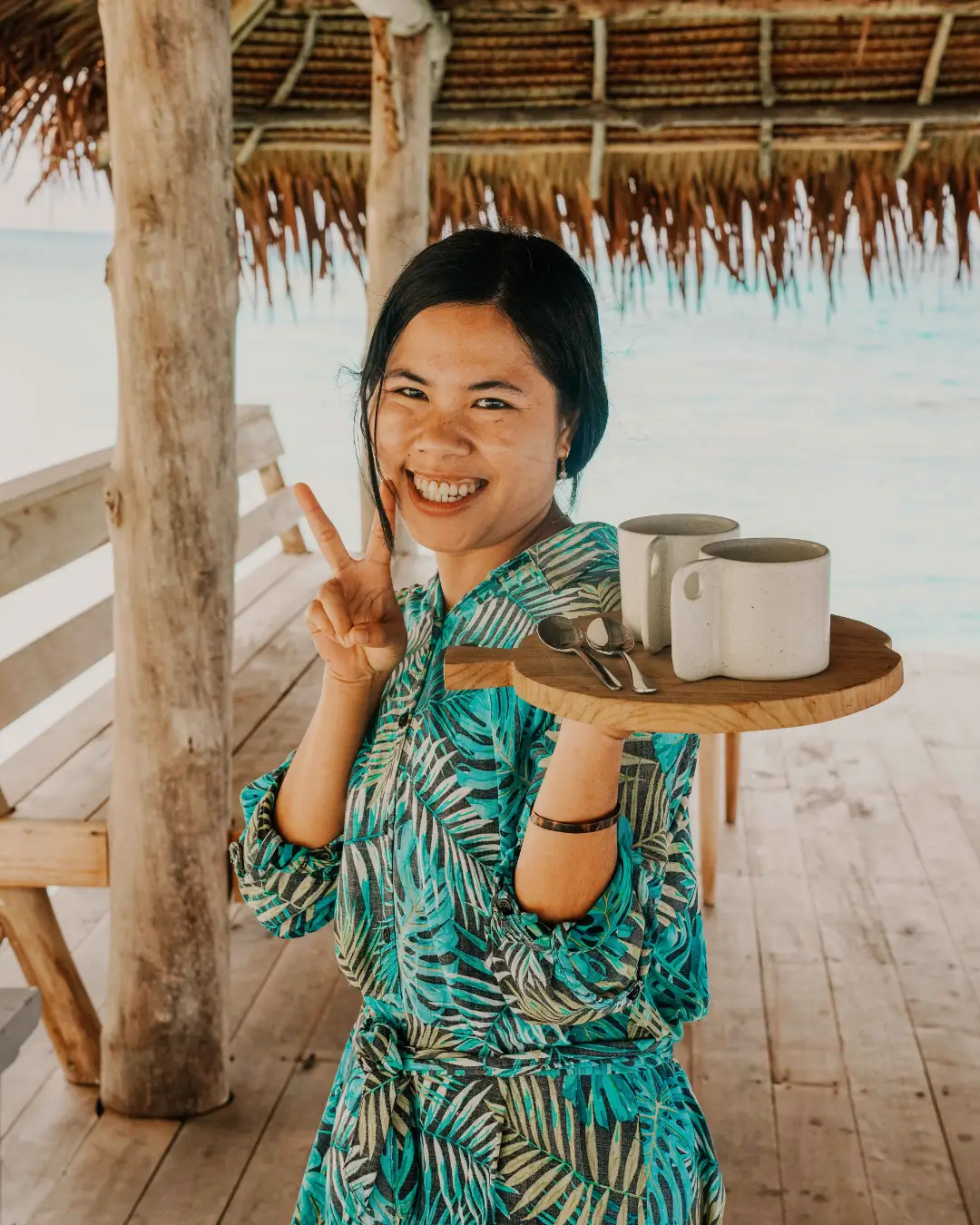 enjoy our heartfelt hospitality with lovely staff. One of the staff is in the foto holding up a peace sign